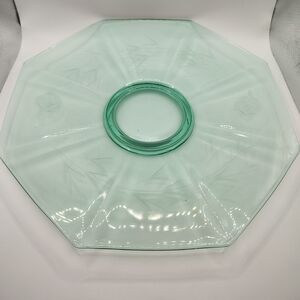 Vintage Fostoria Green Uranium Octagonal Serving Plate